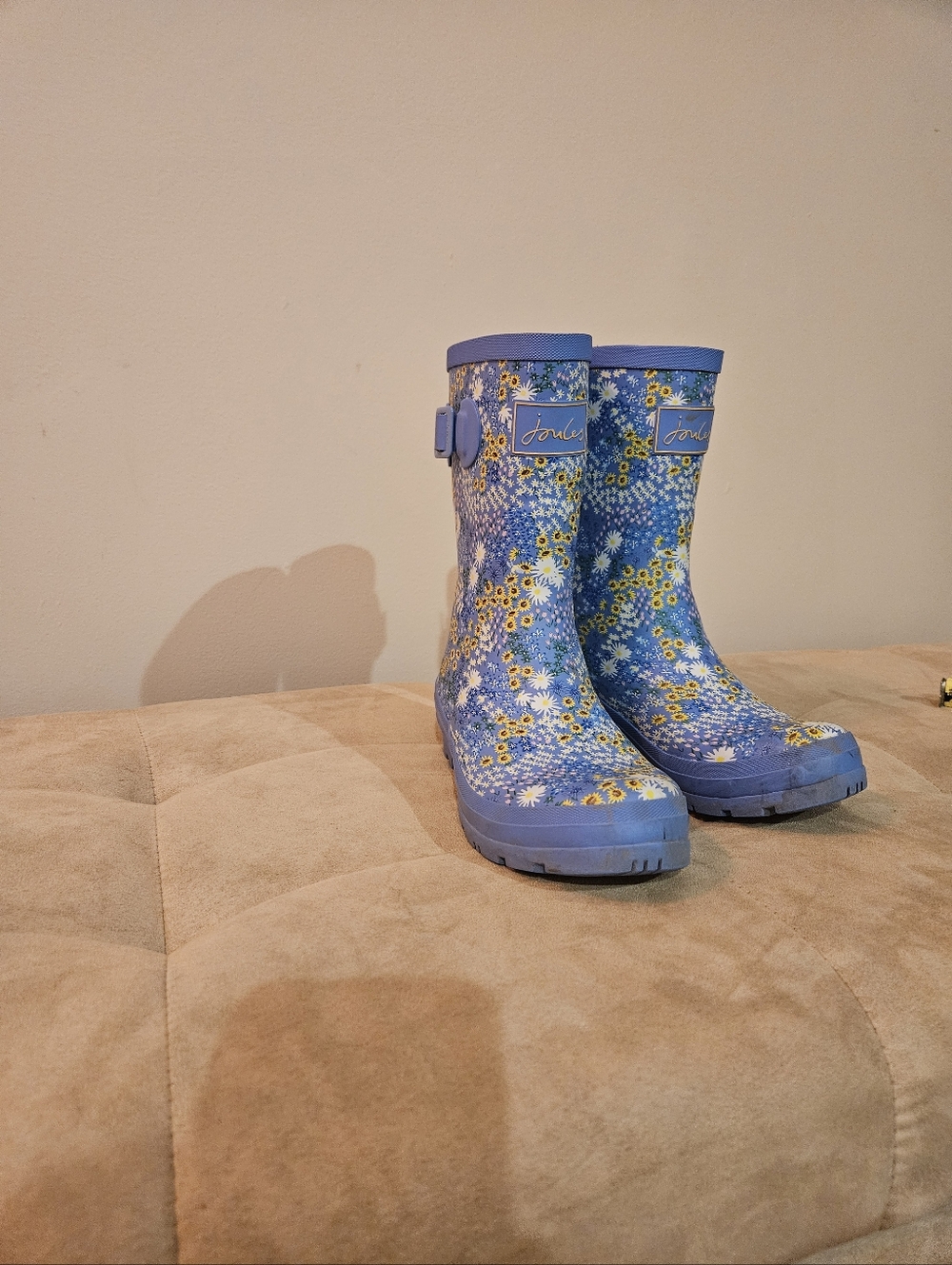 Joules Lavender Blue Floral Rain Boots